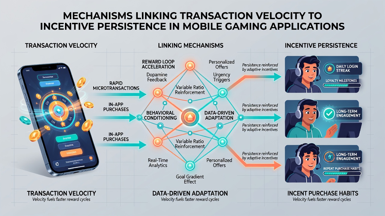 Diagram illustrating transaction speed metrics and incentive duration tracking in gaming apps