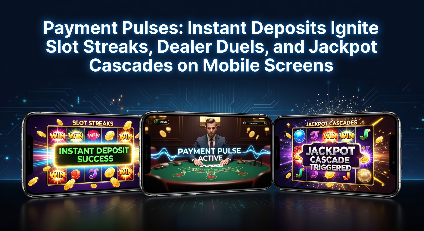 Mobile phone screen displaying a vibrant slot game with instant deposit notification and cascading jackpot symbols