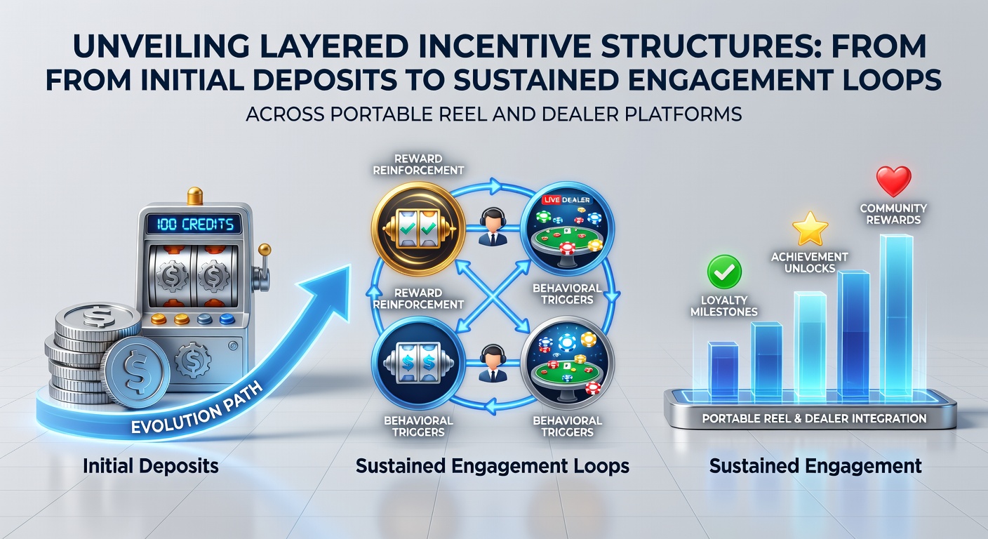 Illustration of incentive structure evolution from initial deposits through bonus layers to engagement loops on mobile reel and dealer platforms